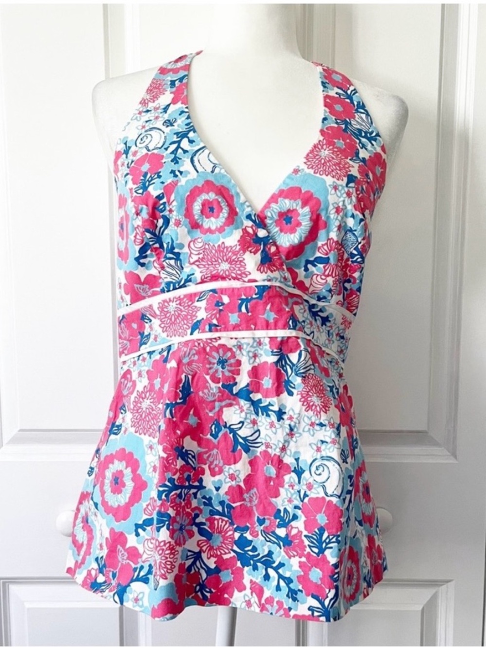 Lilly Pulitzer Pink & Blue Floral Halter Top